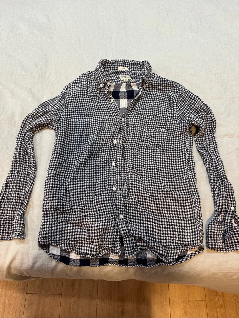 J. Crew Black & White Gingham Button-Down Shirt